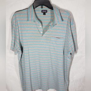 Patagonia gray striped Polo, Large